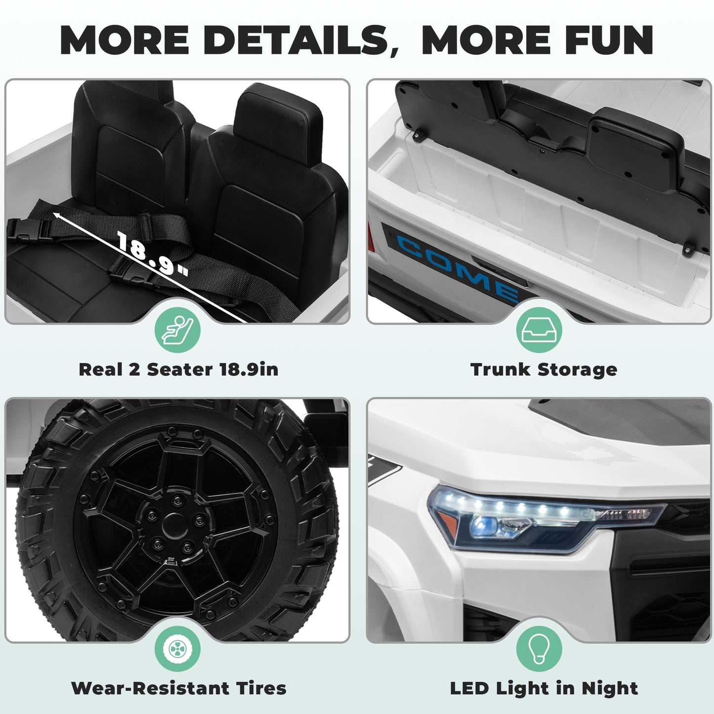 Mașinuță electrică cu 2 locuri, 4×4, varsta 3-8 ani, telecomandă, Bluetooth, lumini LED, suspensie