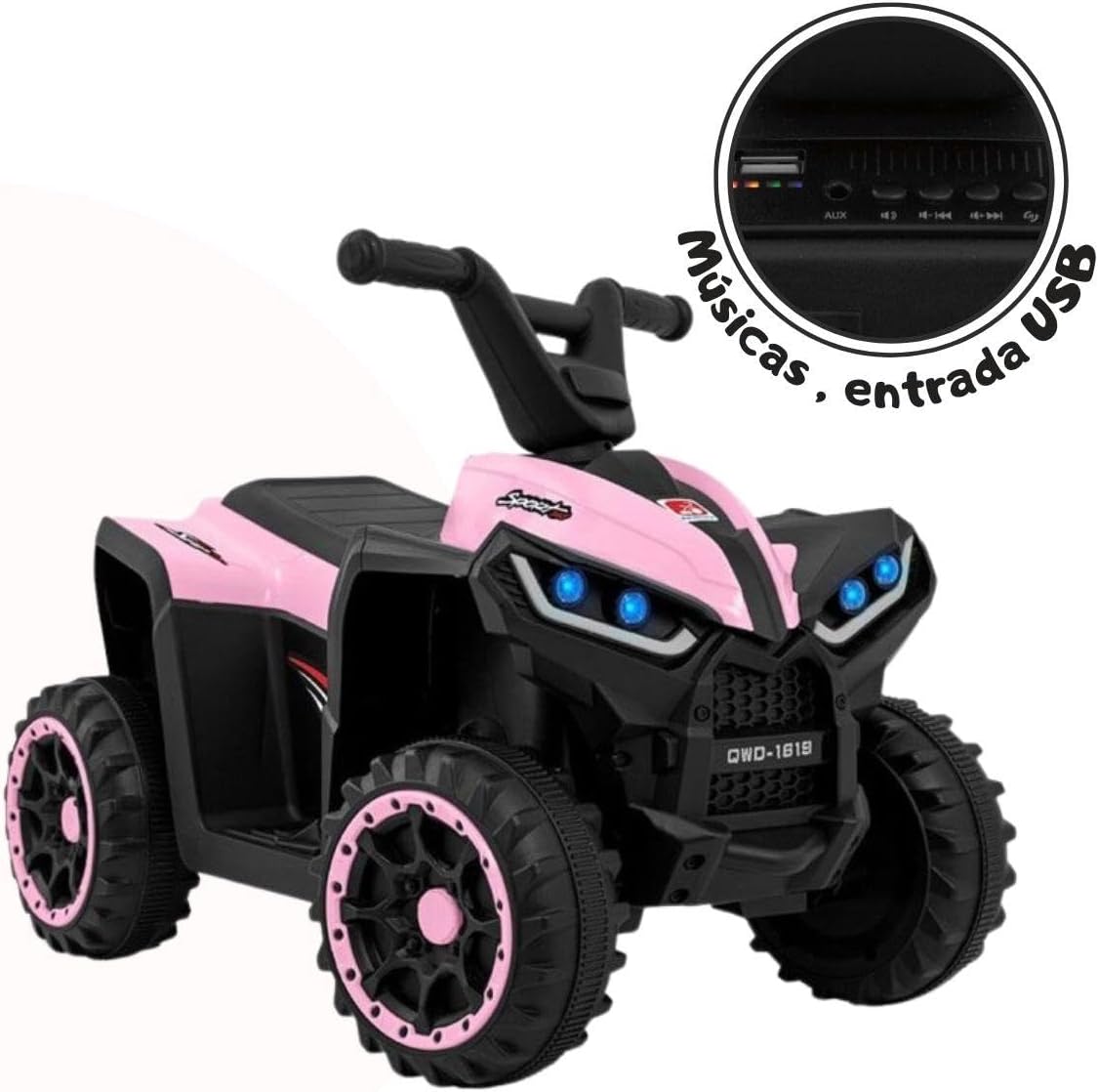 Atv electric pentru copii, varsta 2-4 ani, 6v4ah, cu doua motoare , faruri led, rosu