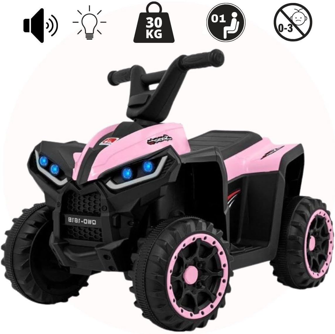 Atv electric pentru copii, varsta 2-4 ani, 6v4ah, cu doua motoare , faruri led, rosu