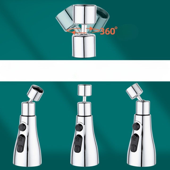 Extensie Robinet Bucatarie, Universal, 3 Moduri de Curgere Apa, Otel Inoxidabil, Rotire 360 de Grade, Cap Pivotant, Adaptor Baterie Bucatarie, 9.7x5.1 cm, Gri