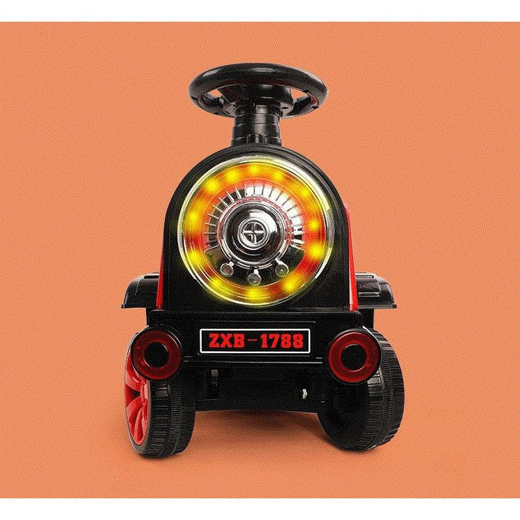 Masinuta Electrica, Tip Trenulet cu Vagon Detasabil, Pentru 2 Persoane,cu Telecomanda, Lumini si Sunete, Locomotiva cu Vapori de Abur, 1-6 Ani, 46 x 33 x 72 cm, Rosu