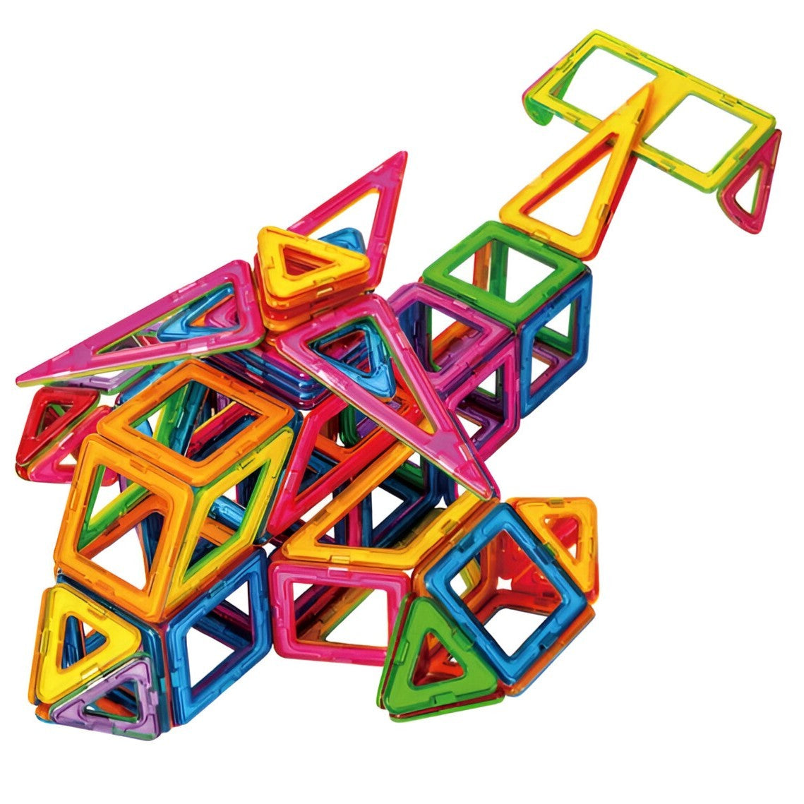 Set 148 Piese Magnetice de Constructie, Piese Medii, Magnetic Blocks, Forme Geometrice, 3 Ani, ABS, Magnet, 25 x 17.8 x 10 cm, Multicolor