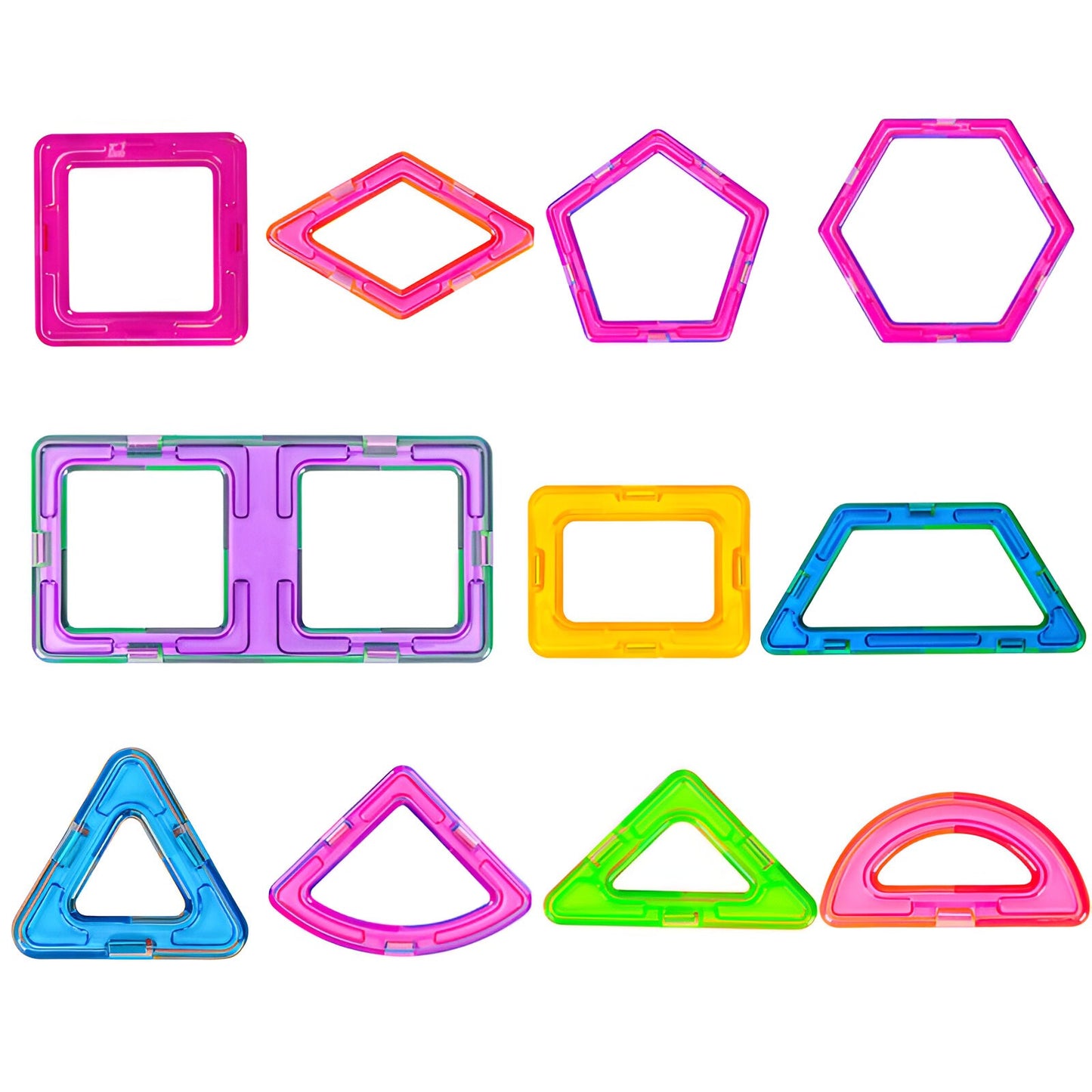 Set 148 Piese Magnetice de Constructie, Piese Medii, Magnetic Blocks, Forme Geometrice, 3 Ani, ABS, Magnet, 25 x 17.8 x 10 cm, Multicolor