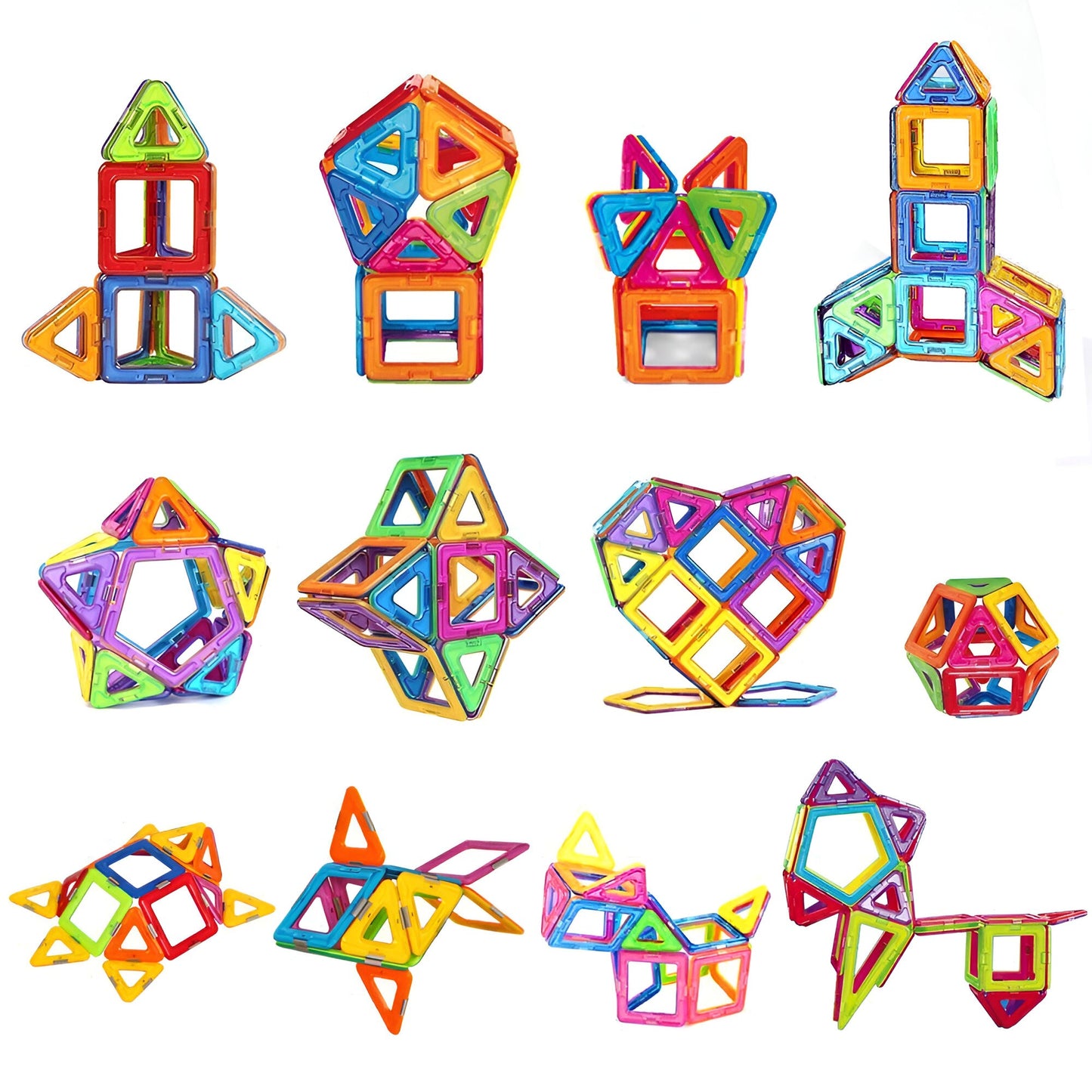 Set 148 Piese Magnetice de Constructie, Piese Medii, Magnetic Blocks, Forme Geometrice, 3 Ani, ABS, Magnet, 25 x 17.8 x 10 cm, Multicolor