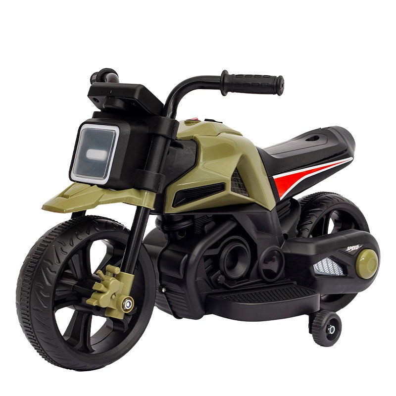 Motocicleta Electrica cu 2 Roti Mari si 2 Roti Ajutatoare, Acumulator Incarcare, Anti-Rasturnare, Lumini, Muzica, Motor:380, Baterie 6V4.5, 41.5x70x34 cm, 4.5 Kg, 3 Ani+, Alb Negru