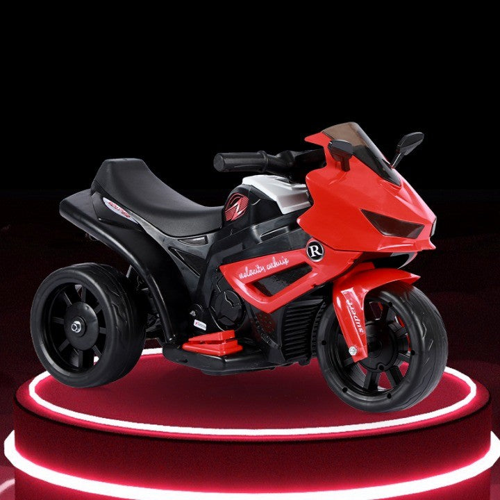 MOTOCICLETĂ ELECTRICĂ CU 3 ROTI, ACUMULATOR ÎNCARCARE, ANTI-RASTURNARE, LUMINI, SUNETE, OFF-ROAD, BATERIE 6V 4.5AH, TELECOMANDA, 66X34X43CM, ROSU