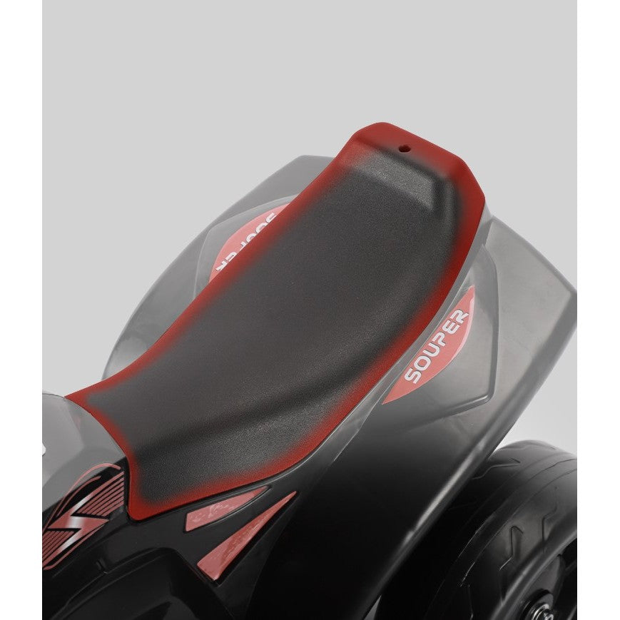 MOTOCICLETĂ ELECTRICĂ CU 3 ROTI, ACUMULATOR ÎNCARCARE, ANTI-RASTURNARE, LUMINI, SUNETE, OFF-ROAD, BATERIE 6V 4.5AH, TELECOMANDA, 66X34X43CM, ROSU