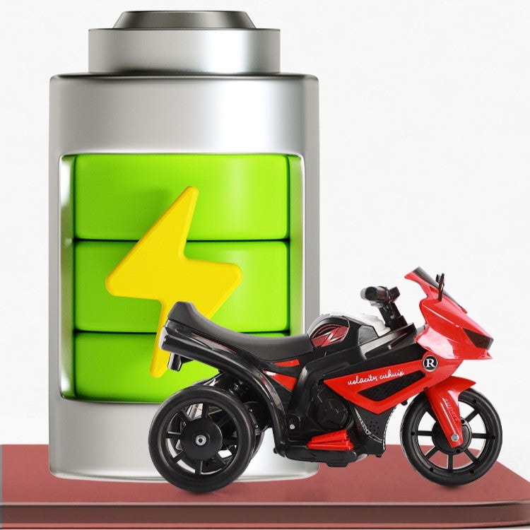 MOTOCICLETĂ ELECTRICĂ CU 3 ROTI, ACUMULATOR ÎNCARCARE, ANTI-RASTURNARE, LUMINI, SUNETE, OFF-ROAD, BATERIE 6V 4.5AH, TELECOMANDA, 66X34X43CM, ROSU