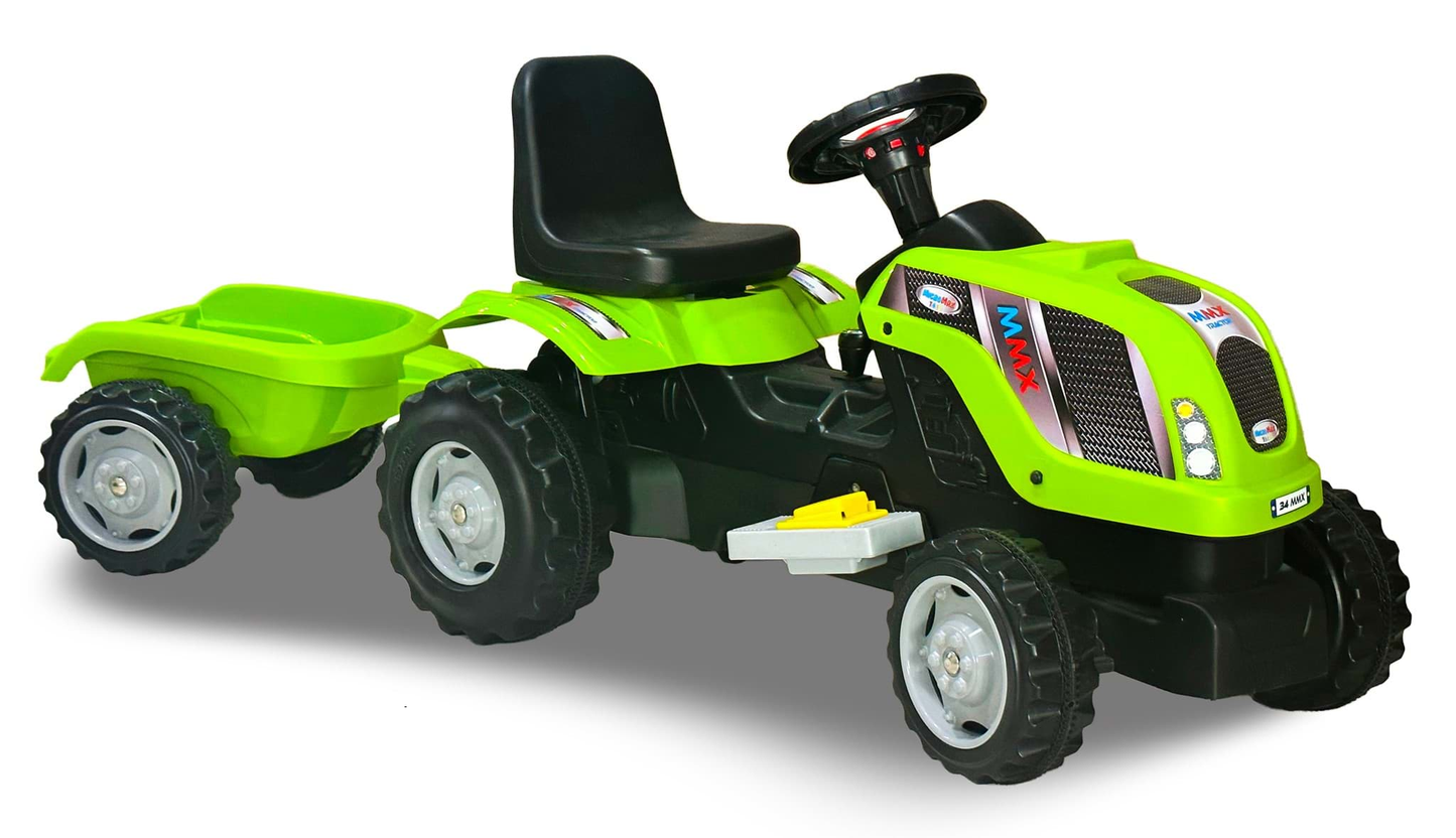 Tractor electric cu remorca,MMX, 6V, rosu