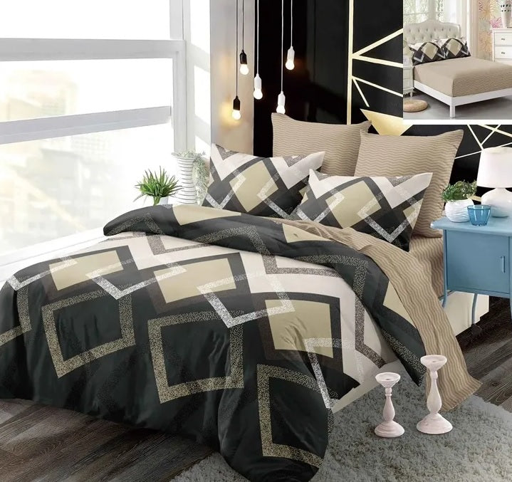 Lenjerie din finet cu elastic, 6 PIESE, 180X200 CM