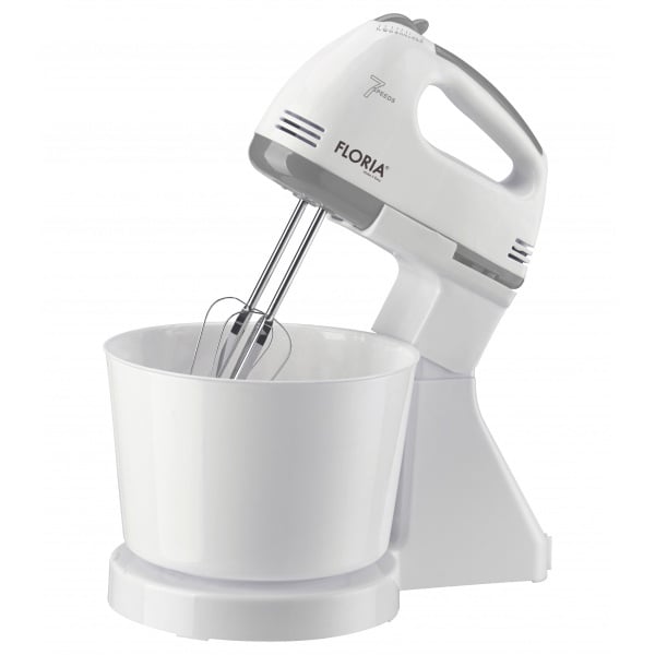 Mixer de masa cu bol plastic, 7 viteze, putere 150W, capacitate 2L, alb
