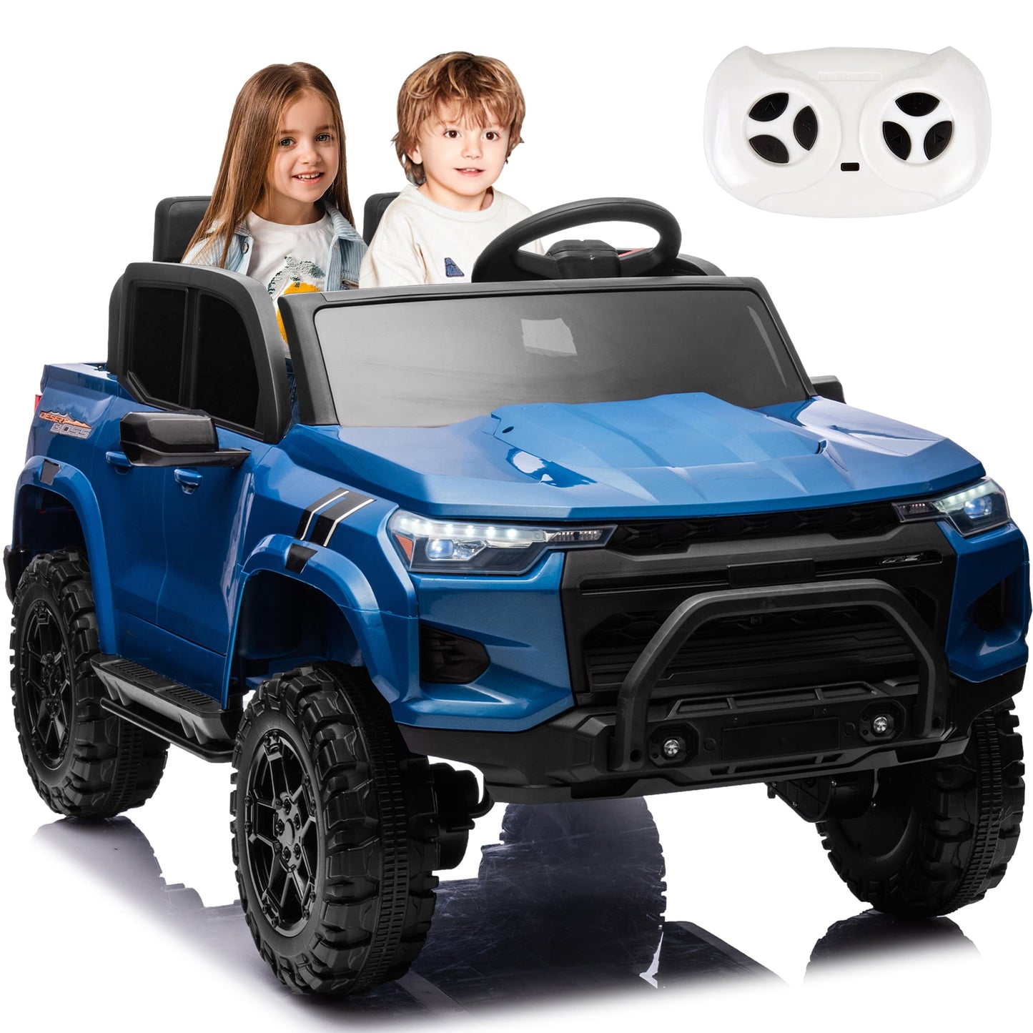 Mașinuță electrică cu 2 locuri, 4×4, varsta 3-8 ani, telecomandă, Bluetooth, lumini LED, suspensie