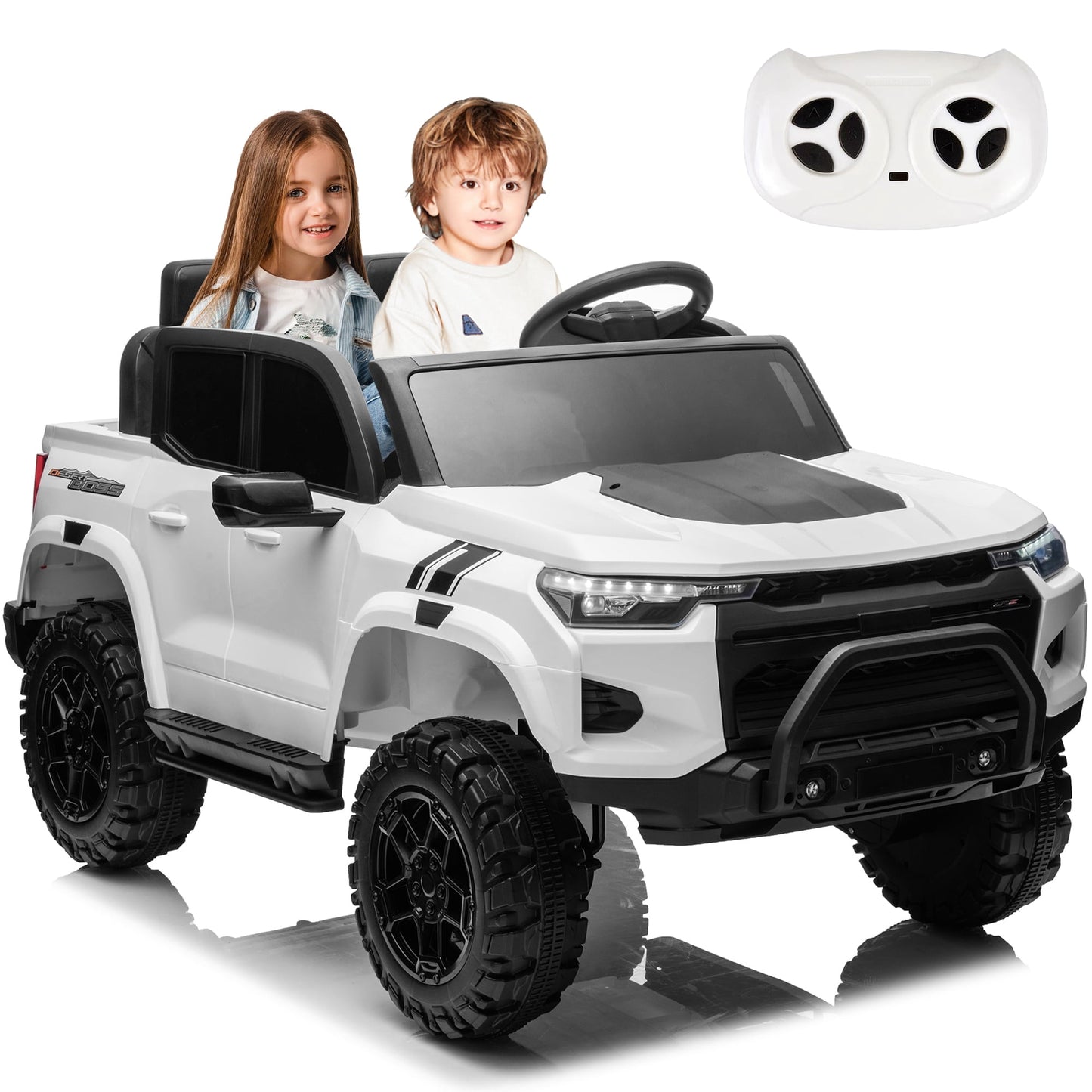 Mașinuță electrică cu 2 locuri, 4×4, varsta 3-8 ani, telecomandă, Bluetooth, lumini LED, suspensie