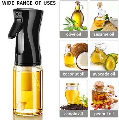 Pulverizator pentru Ulei, Otet sau Alte Lichide, Reincarcabil, Multifunctionale, Capacitatea 200 ml, Material Plastic, 20.5x6 cm, Negru
