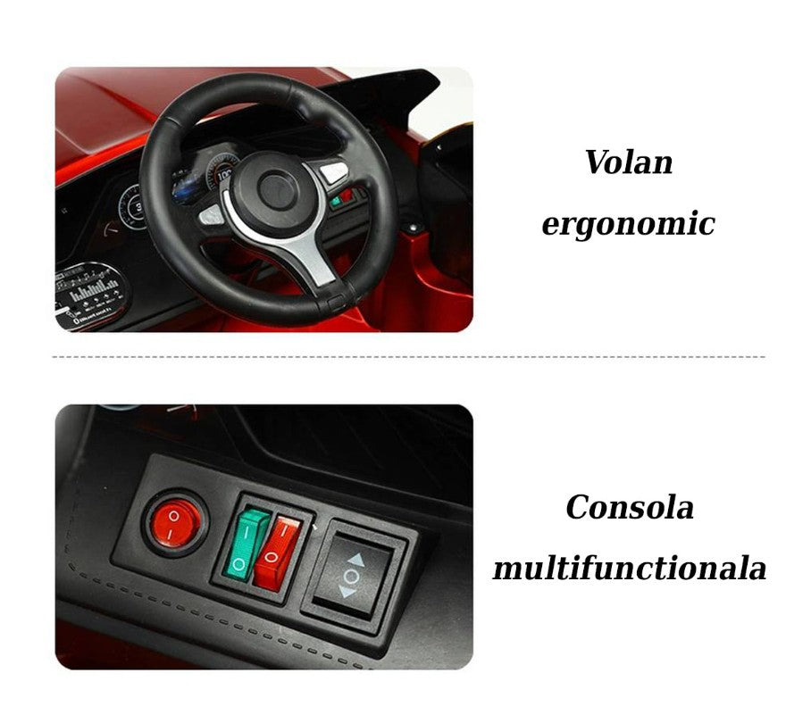 Masina electrica copii i7, 12V, control volan+acceleratie si telecomanda, BT si USB