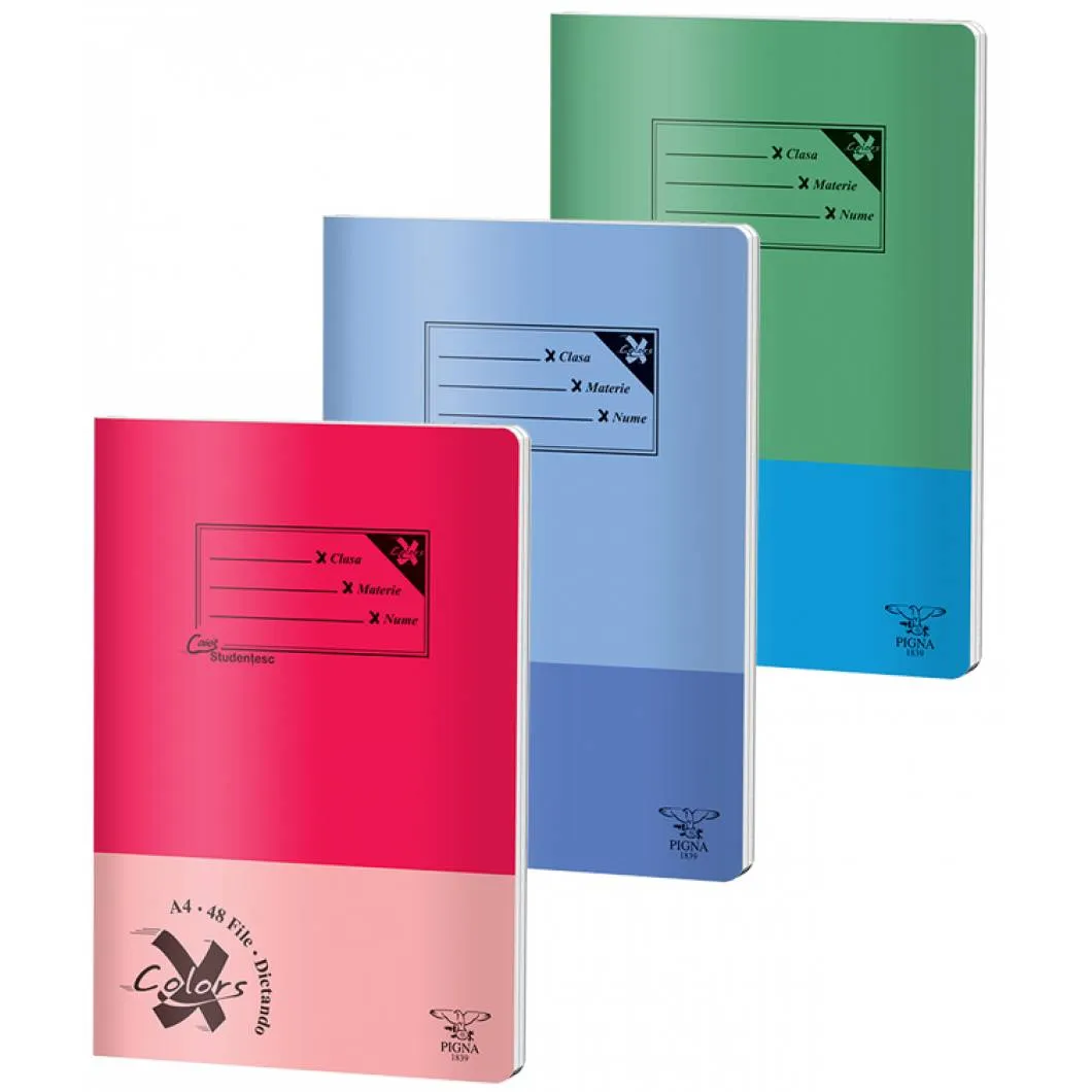 Pachet 10+2 Caiete GRATIS , A4, 48 file, Dictando, cu Coperta cartom lipicios, PIGNA