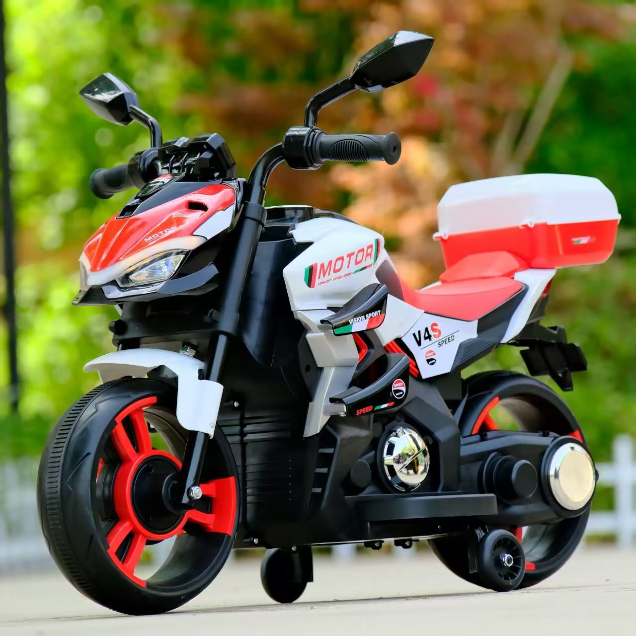 Motocicleta copii 12v cu portbagaj 2-5 ani