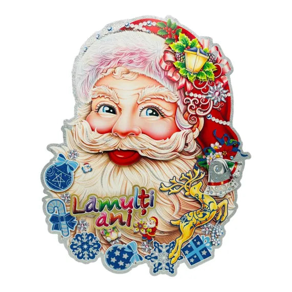 Stiker decorativ de Craciun, model cu Mos Craciun , 68×50cm