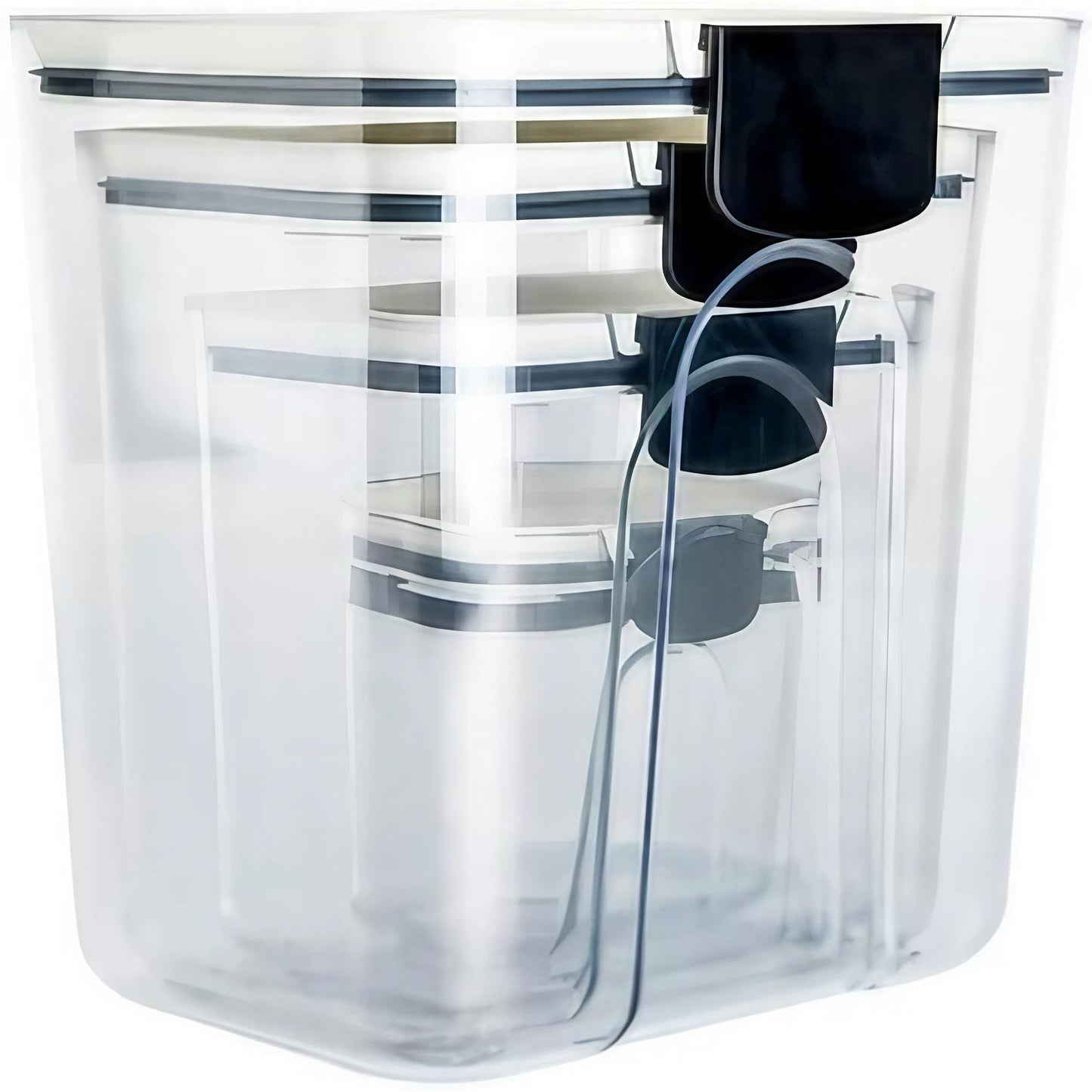 Set 4 Recipiente Depozitare Alimente, pentru Organizare Bucatarie, cu Inchidere Ermetica, Transparent, Plastic fara BPA, Compatibile cu Masina de Spalat Vase, Diferite Dimensiuni, 350 ml, 1300 ml, 2700 ml, 4600 ml