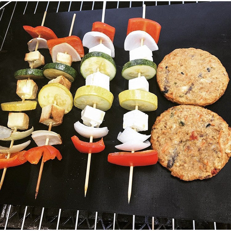 Set 4 Folii Antiaderente din Teflon, Multifunctionale, Rezistente la Apa si Temperaturi Ridicate, pentru Gratar, Cuptor, BBQ Grill, 40x33 cm, Negru