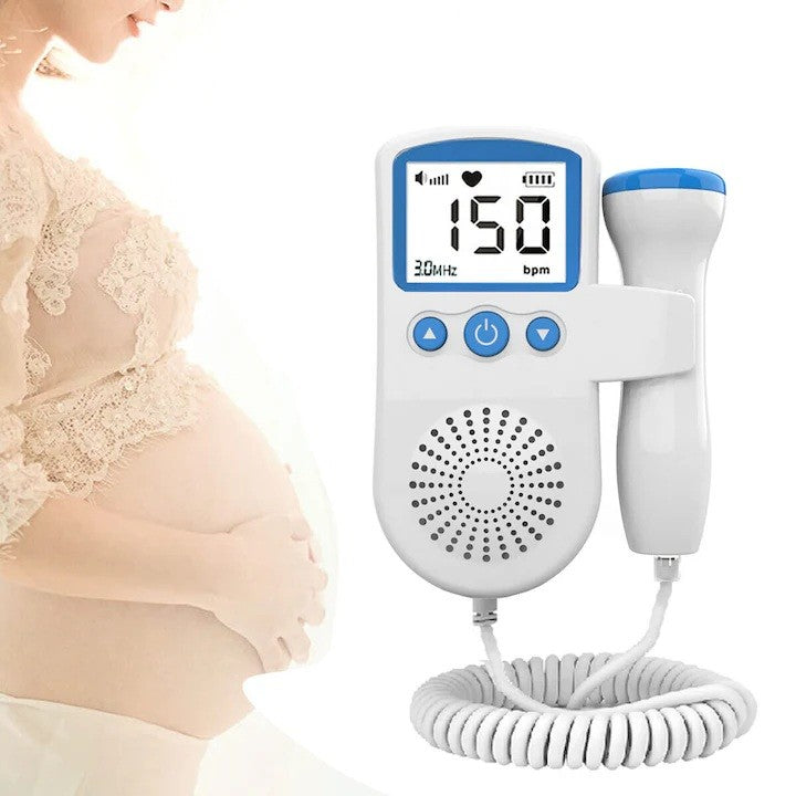 Monitor Fetal Doppler, Monitorizare Sarcina, Ritm Cardiac, Ecran LCD 4.5 cm, 2 x Baterii AA (neincluse), Portabil, din ABS, 12.8 x 9.6 x 3 cm, Utilizare de la 9 Saptamani