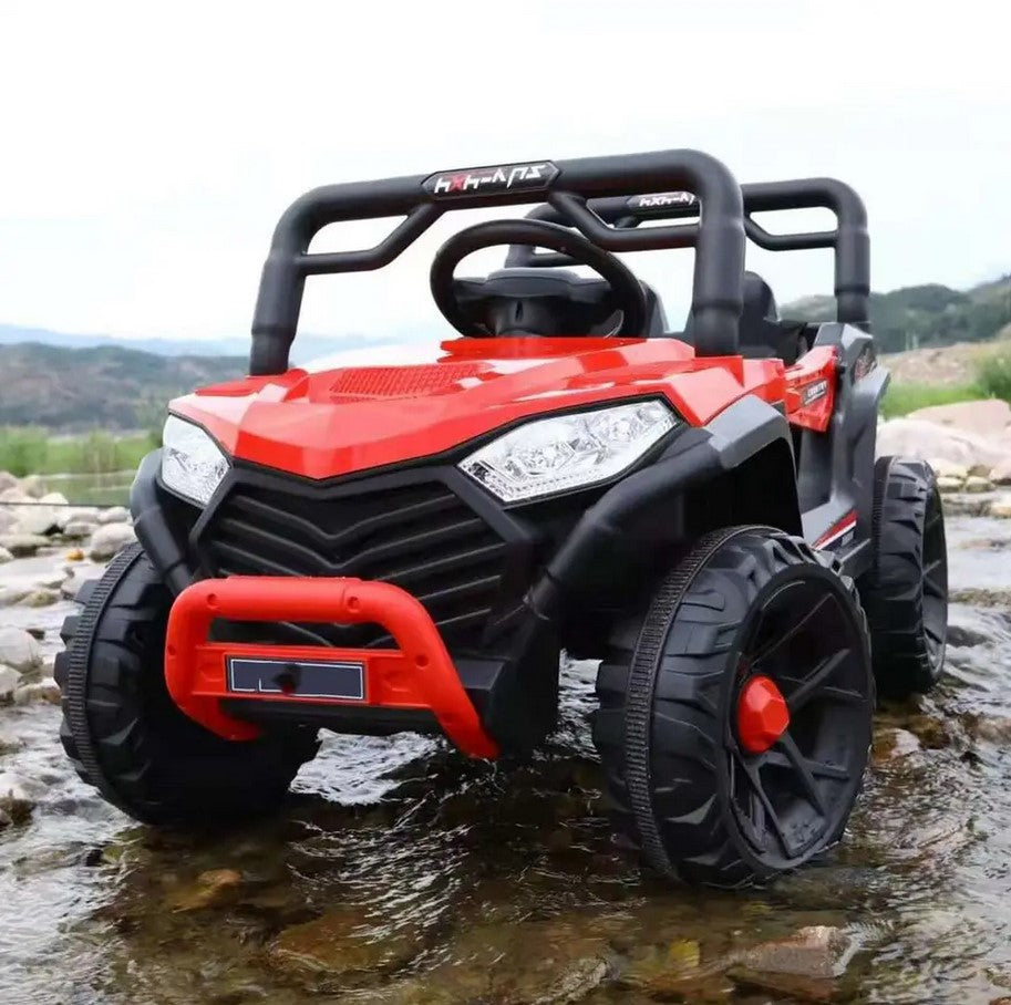 Masinuta Electrica, pe 4 Roti, Tip Jeep, cu Telecomanda Bluetooth, 2 Usi,cu Acumulator, Sistem Anti-Rasturnare, Sistem de Lumini si Sunet, 2-8 Ani, 100 x 61 x 62 cm, Rosu