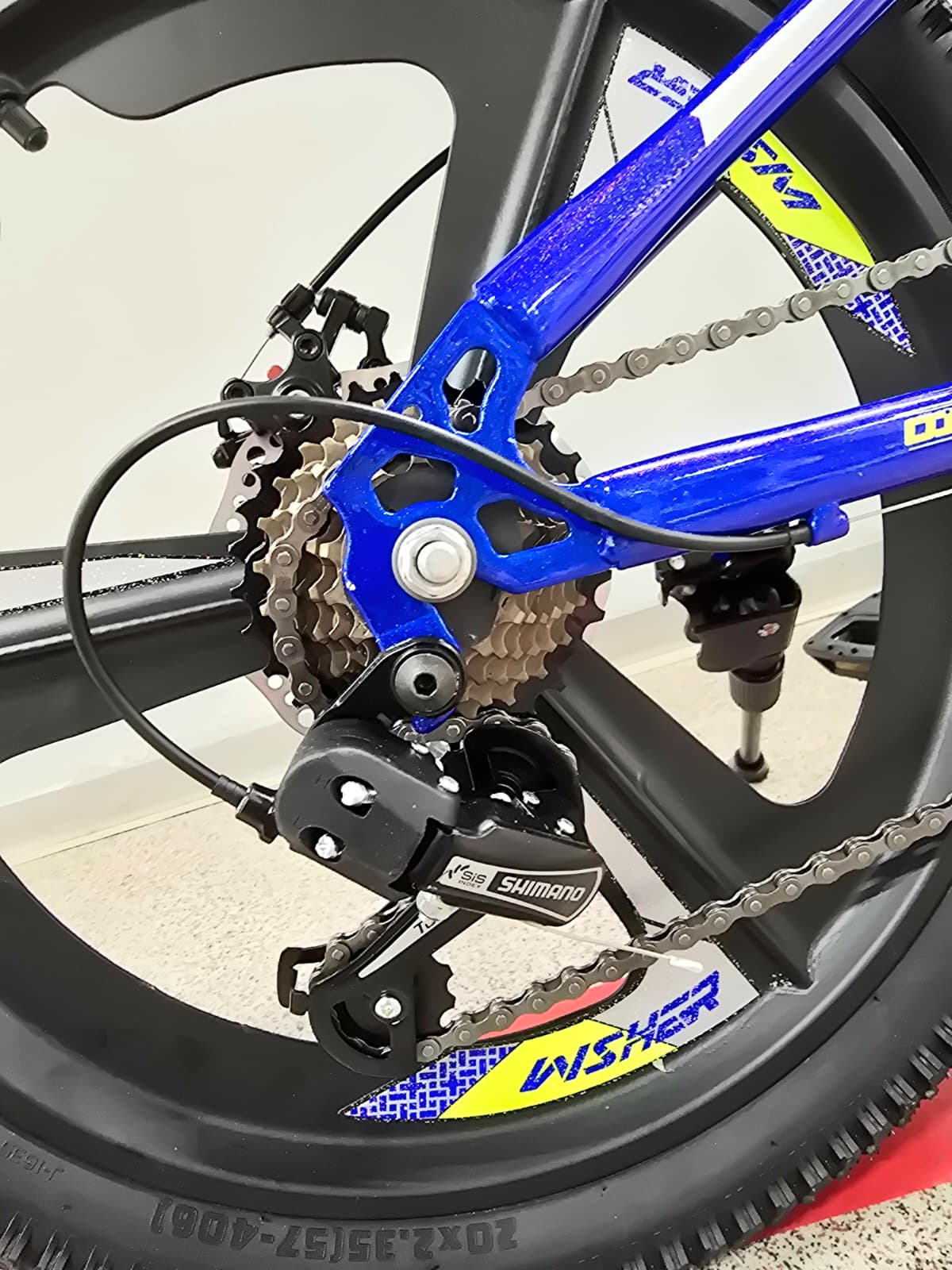 Bicicleta Copii , Cu Schimbator Shimano, Stop si Cric , 20 Inch, Varsta 6-12 Ani, Albastru Inchis