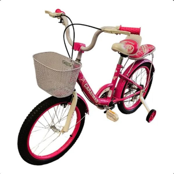 Bicicleta CARAIMAN 14G, varsta 4 - 6 ani, Roti 14", cosulet, portbagaj, roti ajutatoare, Roz
