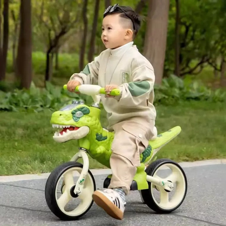 Bicicleta de echilibru pentru copii, model dinozaur, muzica, varsta 2-6 ani, verde