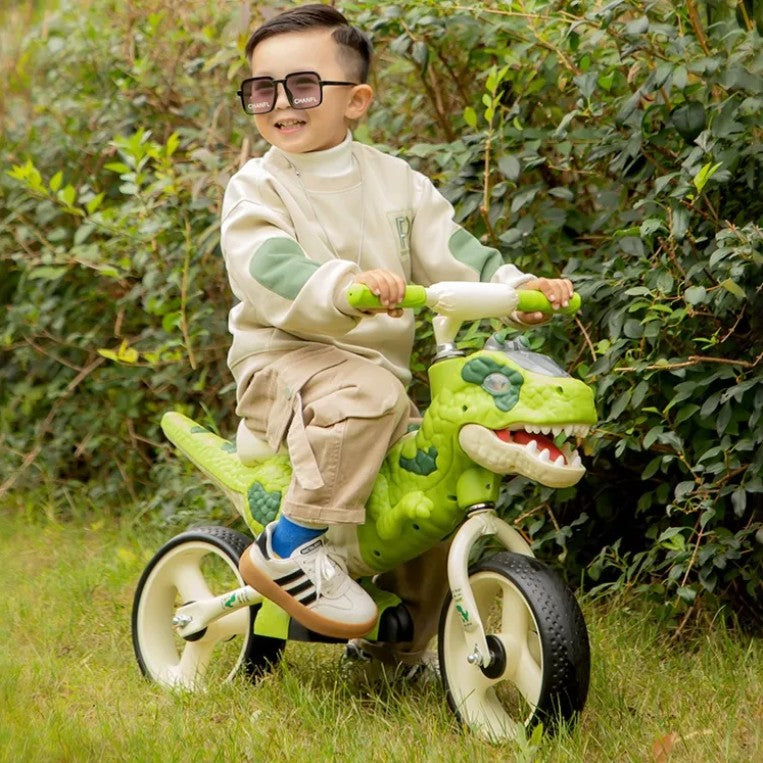Bicicleta de echilibru pentru copii, model dinozaur, muzica, varsta 2-6 ani, verde