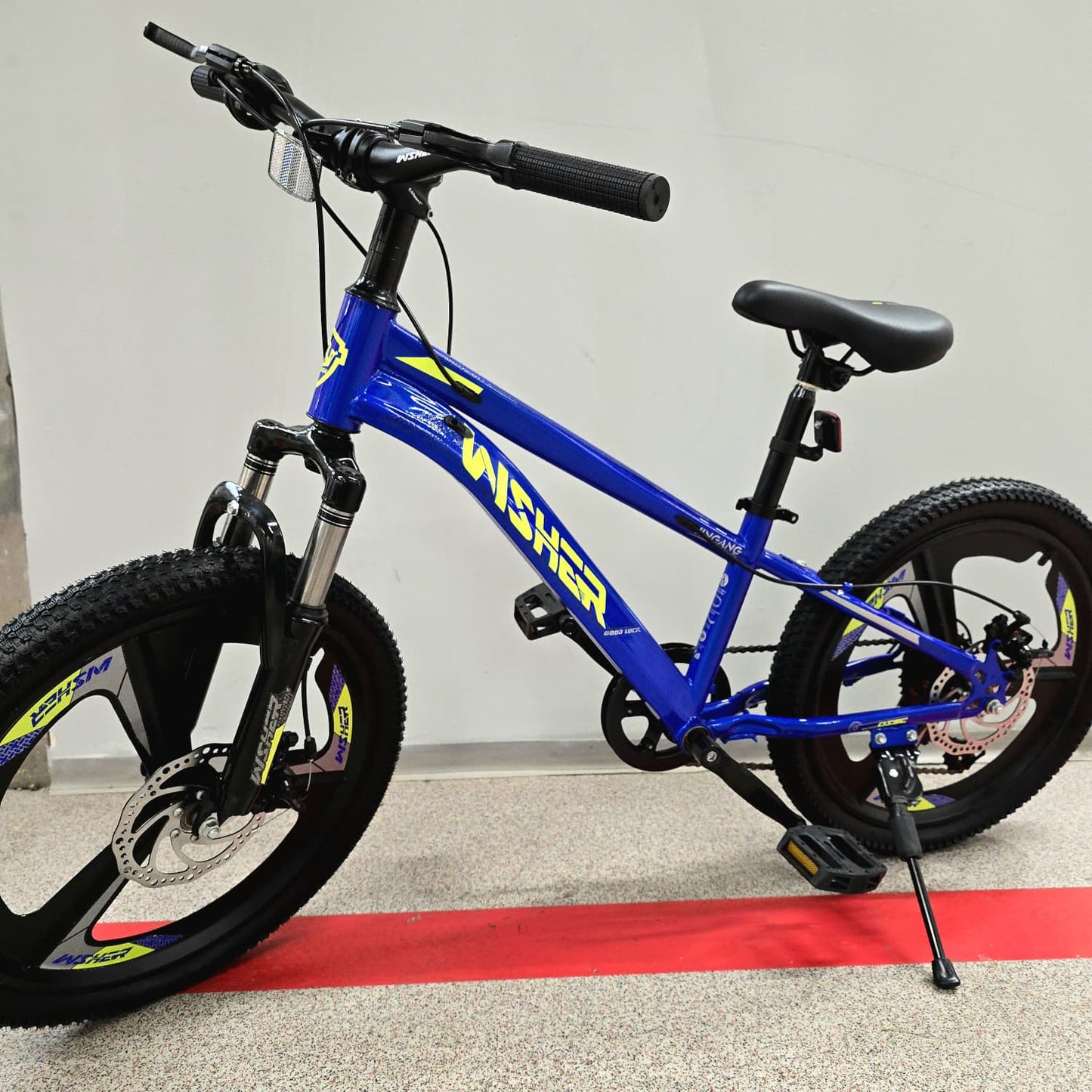 Bicicleta Copii , Cu Schimbator Shimano, Stop si Cric , 20 Inch, Varsta 6-12 Ani, Albastru Inchis