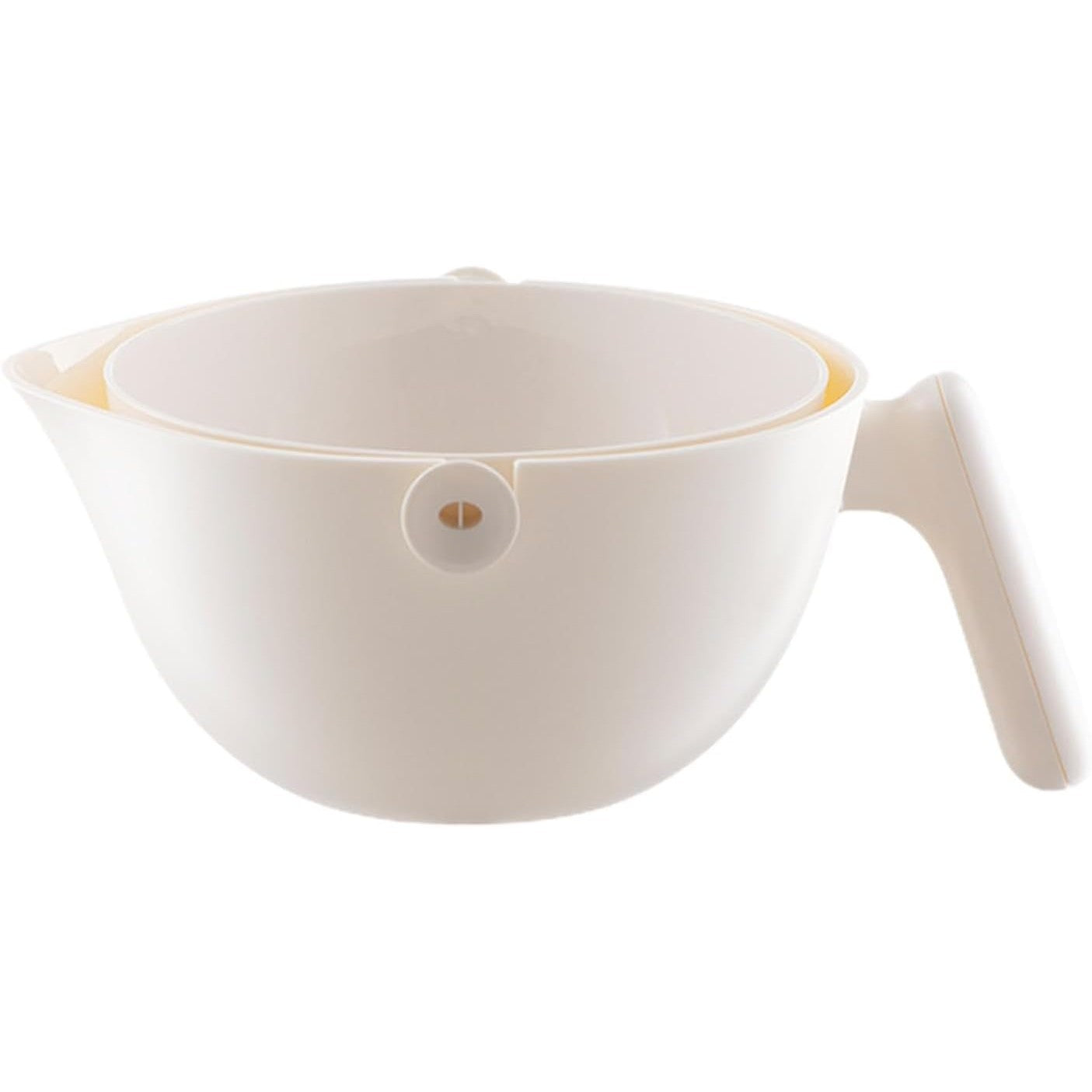 Bol cu Doua Straturi, pentru Fructe, Legume, cu Cos de Scurgere a Apei, 2L, din ABS+PP, 29.9 x 22.5 x 11.8 cm, Alb