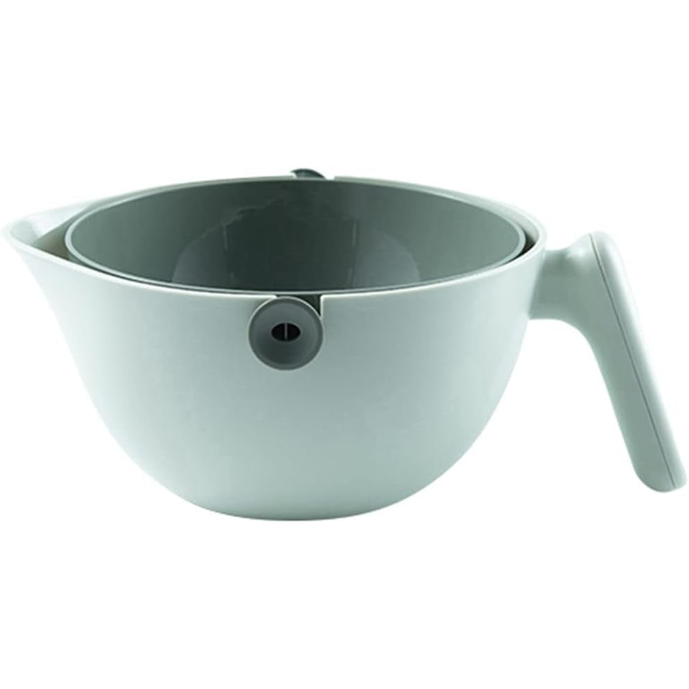 Bol cu Doua Straturi, pentru Fructe, Legume, cu Cos de Scurgere a Apei, 2L, din ABS+PP, 29.9 x 22.5 x 11.8 cm, Verde