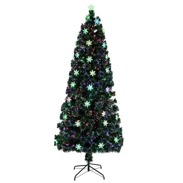 Brad de Craciun Artificial cu firbra optica si fulgi de zapada,210 cm, multicolor