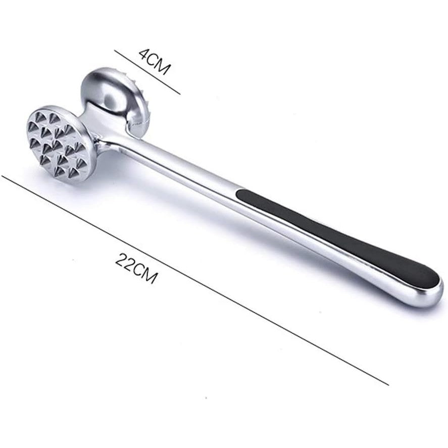 Ciocan pentru snitele si carne, din aliaj de zinc, maner antialunecare, doua capete, 22 cm, argintiu