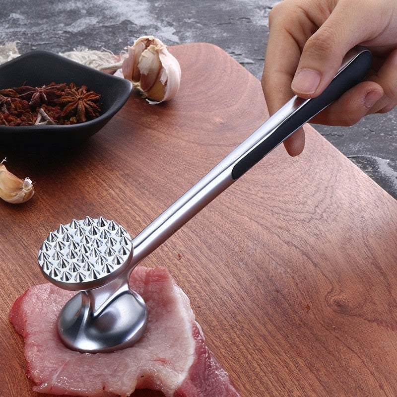 Ciocan pentru snitele si carne, din aliaj de zinc, maner antialunecare, doua capete, 22 cm, argintiu