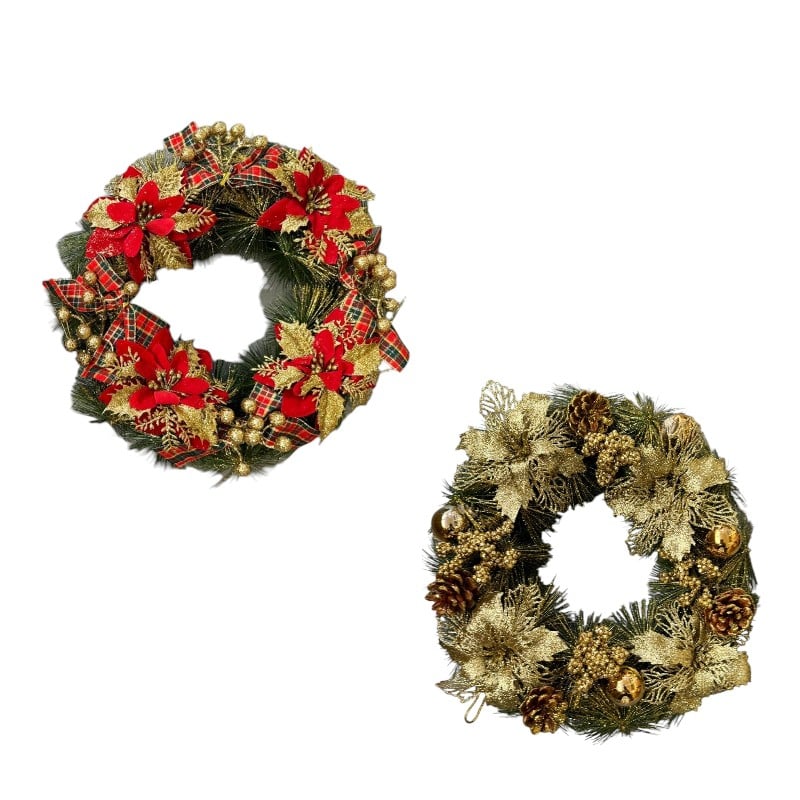 Coronita decorativa pentru usa, cu conuri si globuri, 40 CM