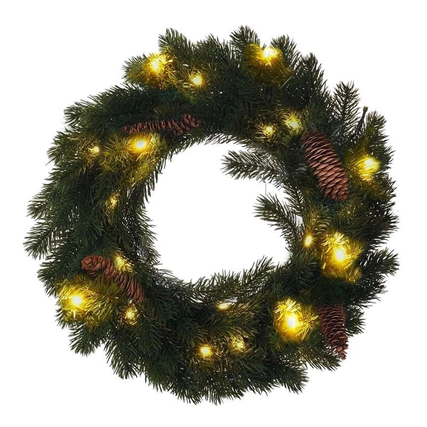 Coroană brad artificial cu LED de Crăciun de exterior si interior 15xLED/3xAA IP44