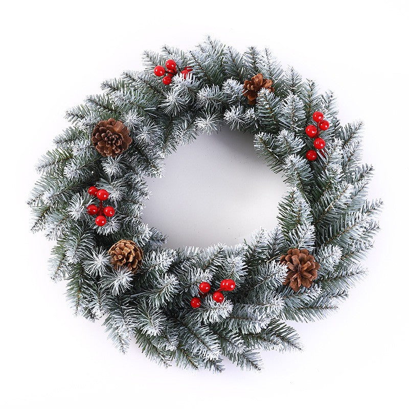 Coronita pentru Craciun, 50 cm, din brad artificial, decorata cu conuri si merisoare