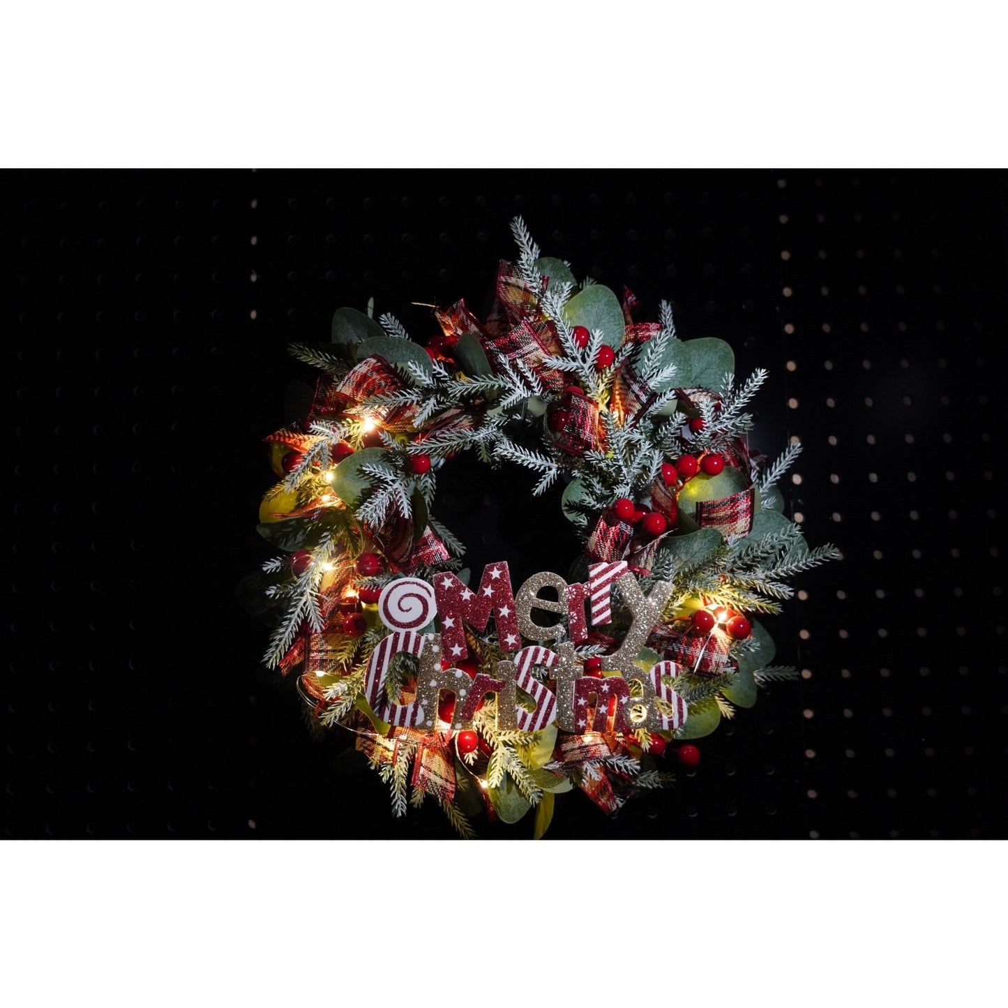 Coronita de Craciun pentru usa, 40 cm, cu Led