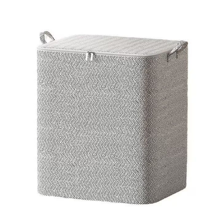 Cutie de Depozitare cu Fermoar, Pliabila, Maner Ranforsat, Fermoar Rezistent, pentru Haine, Paturi, Plapumi, Perne, Lenjerii de Pat, Jucarii, 61x50x71 cm, 210 Litri, Gri