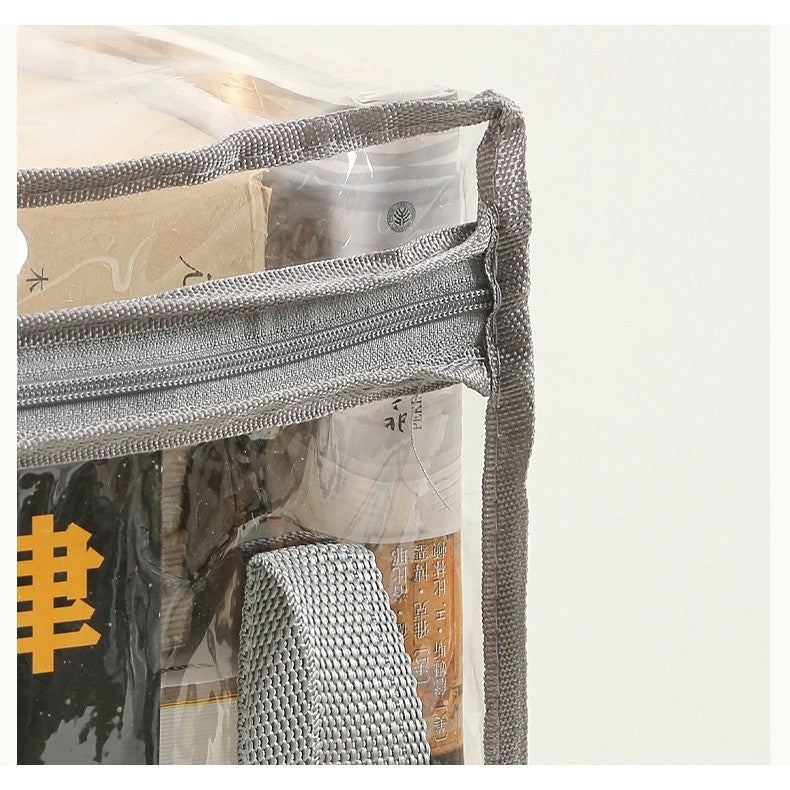 Cutie de Depozitare, din PVC + Textil, Rezistenta la Apa, Geanta pentru Carti, 23x17x28 cm, Transparent-Negru