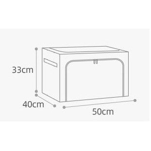 Cutie de Depozitare Pliabila, 66 L, din Bumbac si In, 50x40x33 cm, Fereastra Frontala, 2 Usi de Acces cu Fermoar Bidirectional, Cadru Metalic, Suport Baza Stabil din Plastic, Bleu