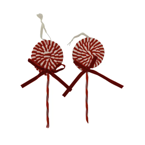 Decoratiune pentru brad Craciun tip Acadea Rosie Tricotata, 23×9cm
