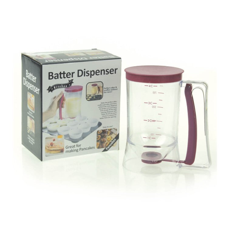 Dispenser de aluat pentru prajituri, Batter Dispenser, din plastic, maner cu arc, 900 ml, usor de manipulat si utilizat, Mov