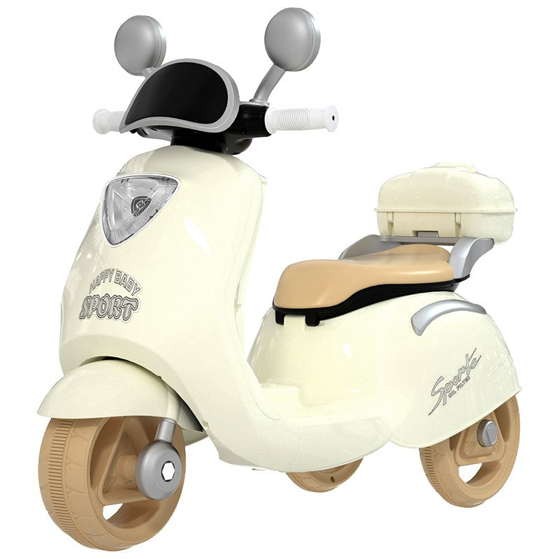 Motocicleta Electrica, cu Acumulator, Telecomanda, Bluetooth, cu Sistem Anti-Rasturnare, Sistem de Lumini si Sunet, 3-10 Ani, Bej