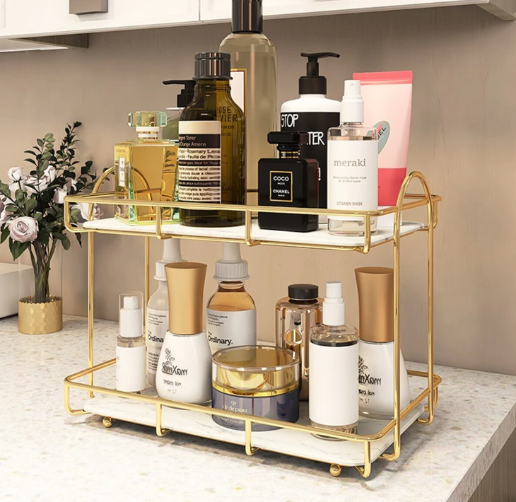 Etajera organizatoare pentru baie, 2 polite, dimensiune 31*18*24cm