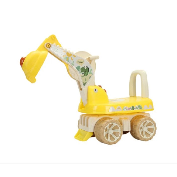 Excavator pentru Copii, 1-3 Ani, Greutate Portanta 30 kg, Muzica si Lumini, Rotatie 360 Grade, 45 x 31 x 35 cm, 4 Roti, Galben