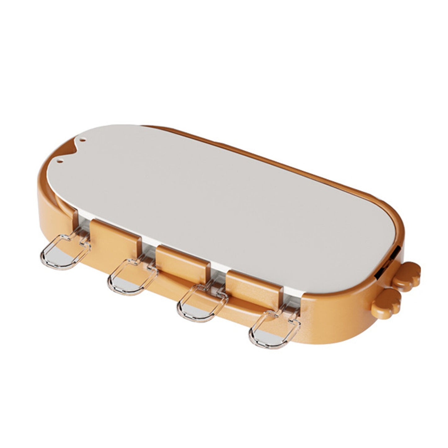 Forma pentru inghetata, 4 compartimente, forme cu animalute, material silicon si ABS, 21 x 12.8 x 3cm, portocaliu