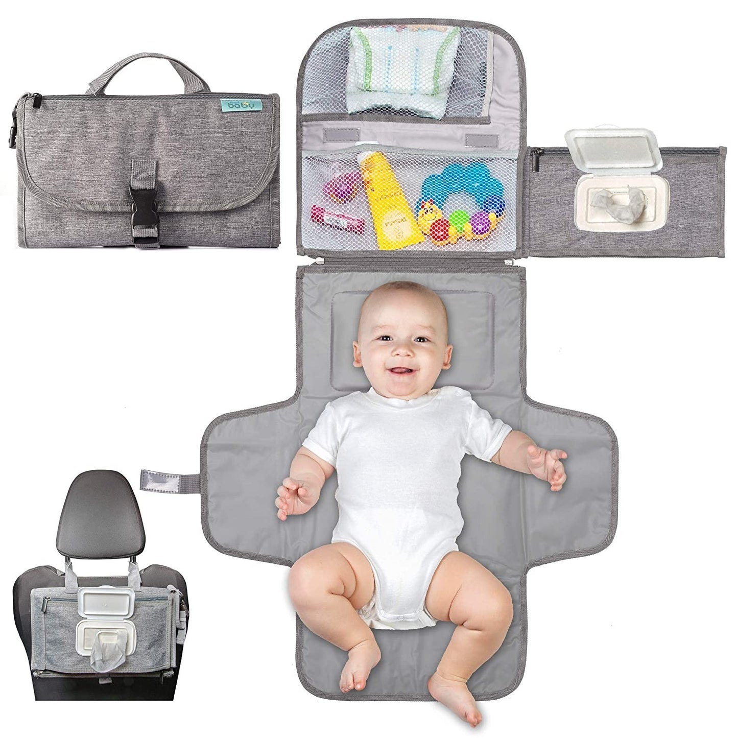 Geanta Multifunctionala, Tip Aleza de Schimbat Scutece, Impermeabila, din Panza Oxford, cu Buzunare, Usor de Agatat, 30 x 20 cm